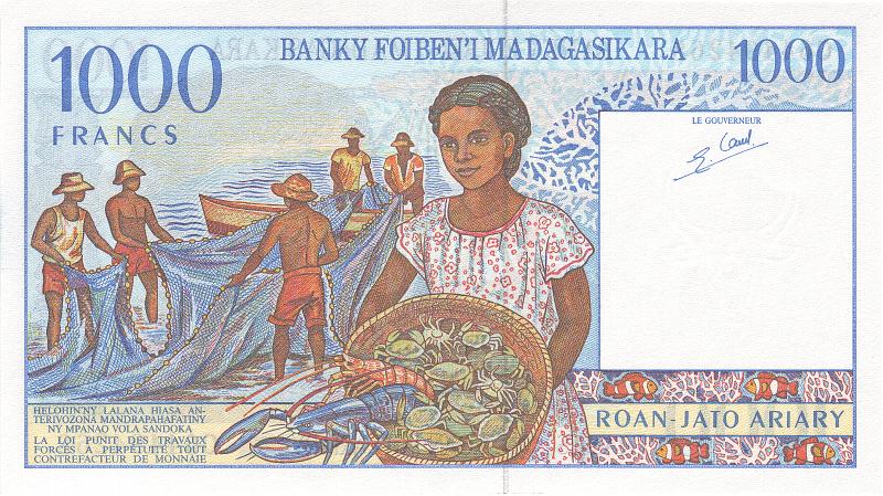 MDG_01_B.JPG - Madagascar, 1000 francs, UNC.