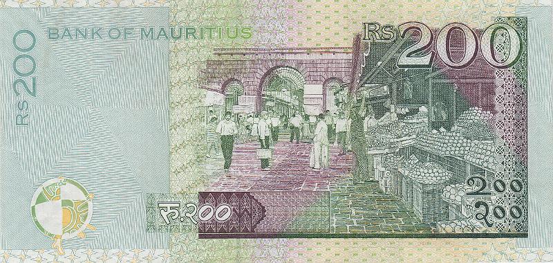 MAU_03_B.JPG - Mauritius, 200 rupees, XF.