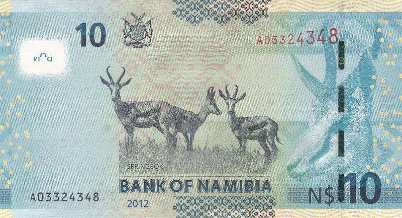 NAM_01_B.JPG - Namibia, 10 dollars, UNC.