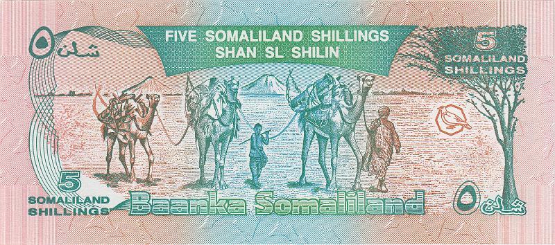 SLL_04_B.JPG - Somaliland, 5 shillings, UNC.
