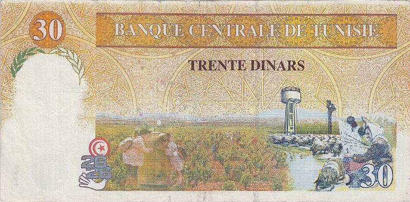 TUN_09_B.JPG - Tunis, 30 dinars, VF.