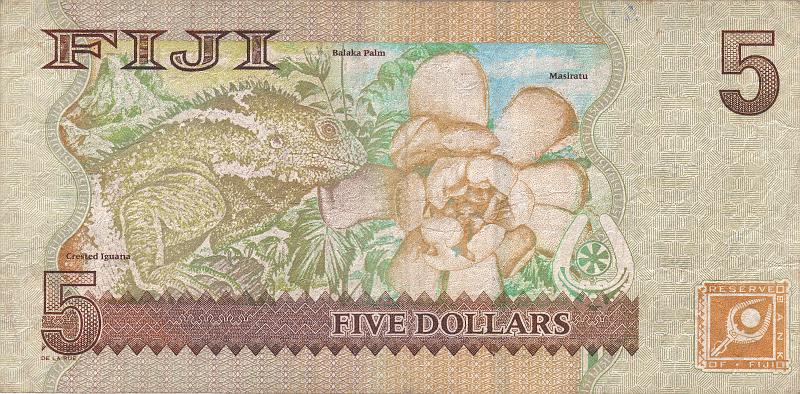 FIJ_02_B.JPG - Republic of Fiji, 5 dollars, VF.
