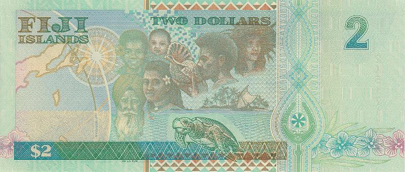 FIJ_03_B.JPG - Republic of Fiji, 2 dollars, UNC, (Commemorating the Year 2000 where the Millenium begins).