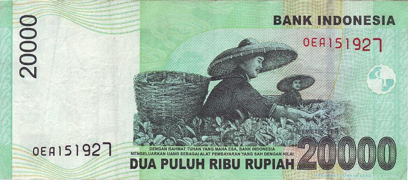 INZ_03_B.JPG - Indonesia, 20 000 rupiah, VF.
