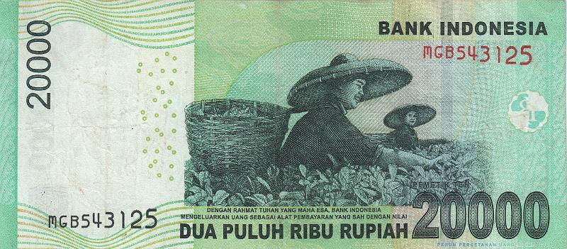 INZ_32_B.JPG - Indonesia, 20 000 rupiah, XF.