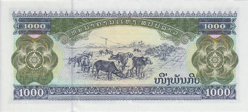 LAO_03_B.JPG - Laos, 1000 kips, UNC.