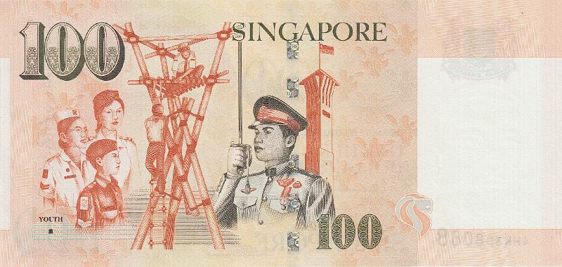 SIN_09_B.JPG - Singapore, 100 dollars, UNC.