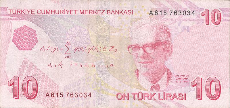 TUR_04_B.JPG - Turkey, 10 liras, XF.