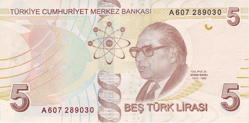 TUR_05_B.JPG - Turkey, 5 liras, aUNC.