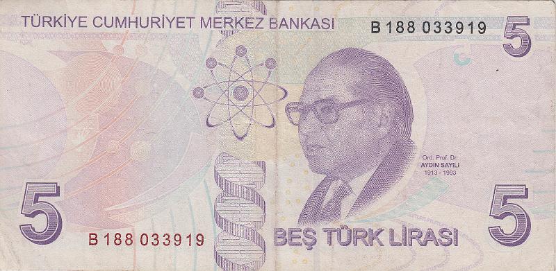 TUR_06_B.JPG - Turkey, 5 liras, XF.