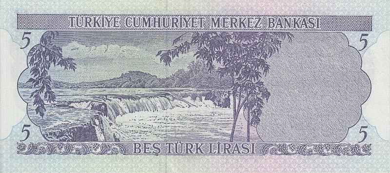 TUR_07_B.JPG - Turkey, 5 liras, aUNC.