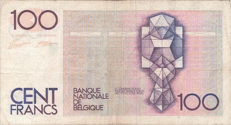BEG_01_B.JPG - Belgie, 100 frank, VF.