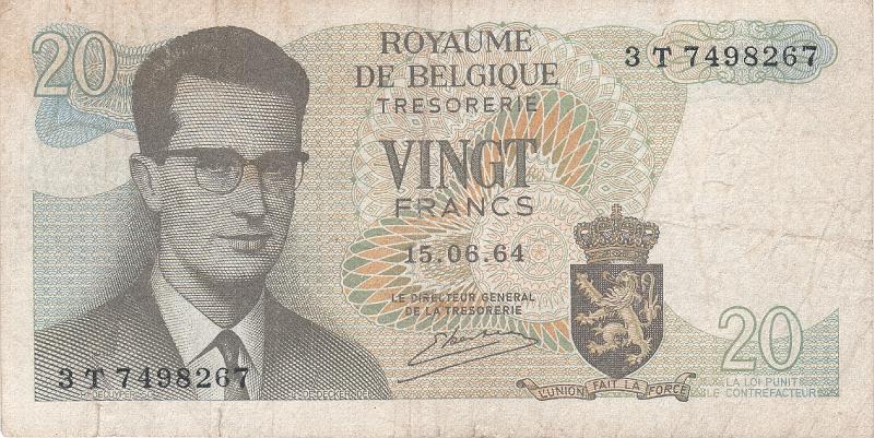 BEG_03_A.JPG - Бельгия, 1964г., 20 франков.