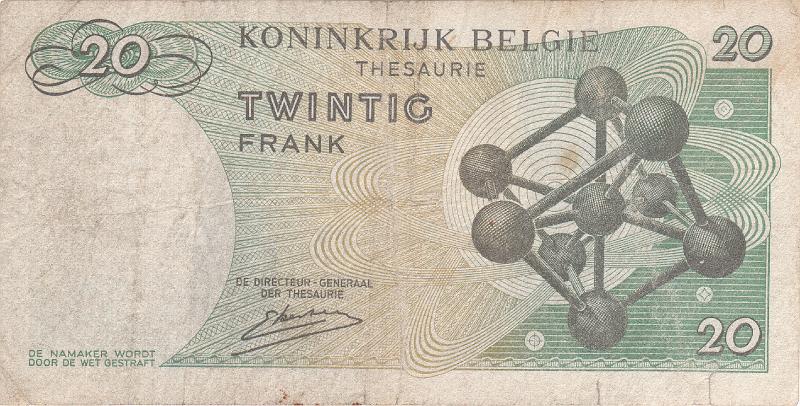 BEG_03_B.JPG - Belgie, 20 frank, VF.