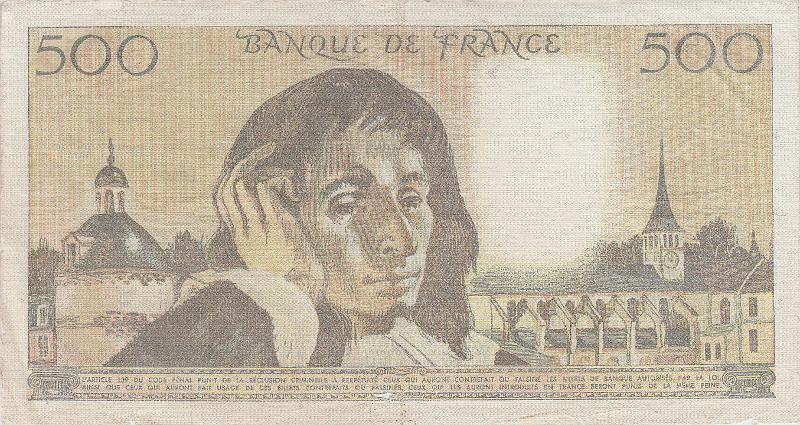 FRA_09_B.JPG - France, 500 francs, VG.