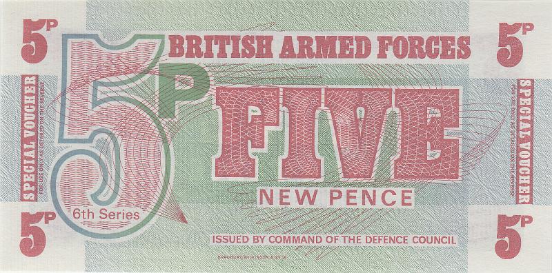 ENG_08_A.JPG - Англия, 1972г., 5 новых пенсов (British Military Special Vouchers, 6-th series).