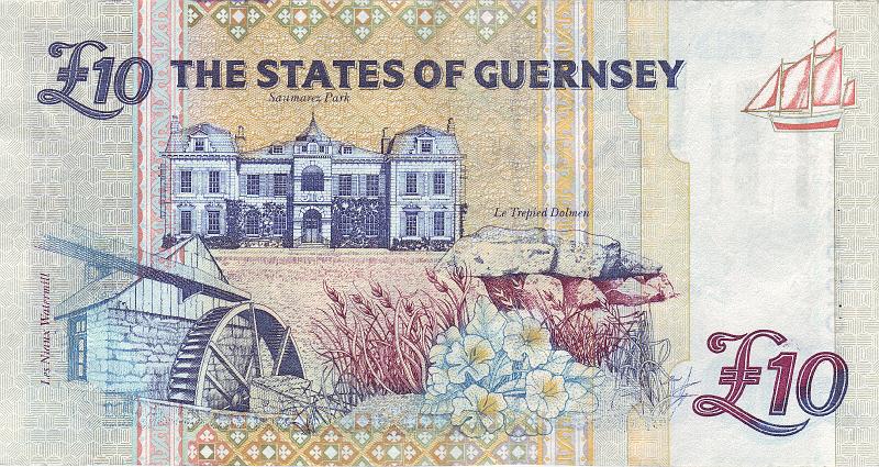 GRN_03_B.JPG - The States of Guernsey, 10 pounds, XF.