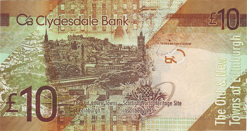 SCT_02_B.JPG - Scotland, (Clydesdale Bank), 10 pounds, aUNC.