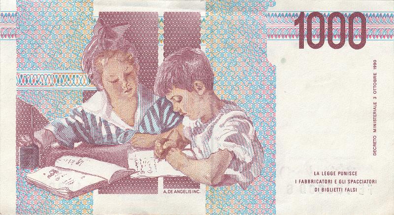ITA_02_B.JPG - Italy, 1000 lirs, XF.