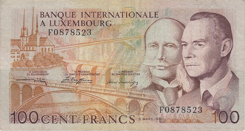 LUX_02_A.JPG - Люксембург, 1981г., 100 франков.