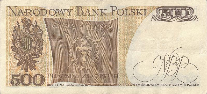 POL_05_B.JPG - Poland, 500 zloty, XF.