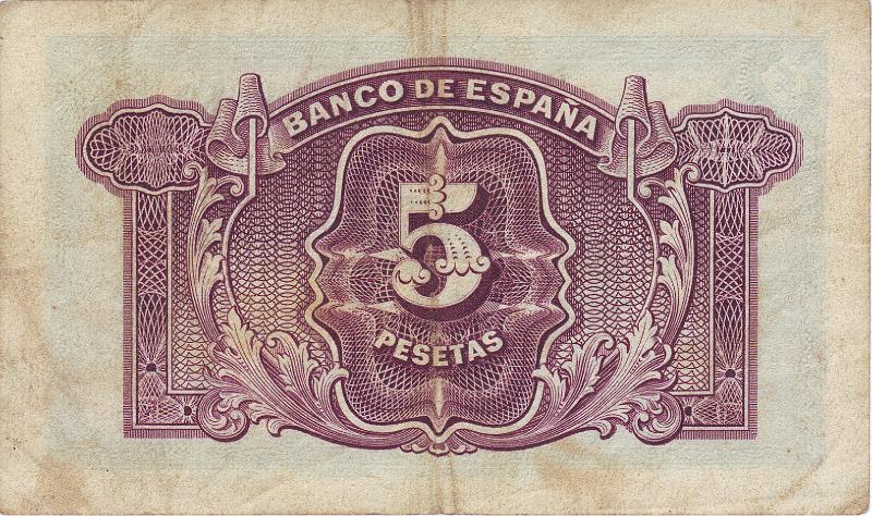 ESP_06_B.JPG - Spain, 5 pesets, VF.