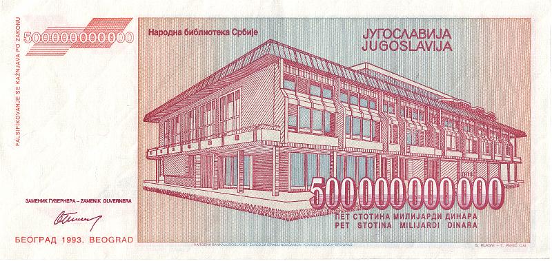 YUG_01_B.JPG - Yugoslavia, 500 000 000 000 dinars, XF.