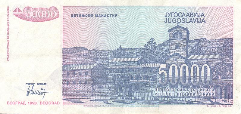 YUG_08_B.JPG - Yugoslavia, 50 000 dinars, XF.