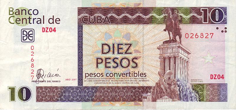 CUB_03_A.JPG - Куба, 2007г., 10 конвнртируемых песо.