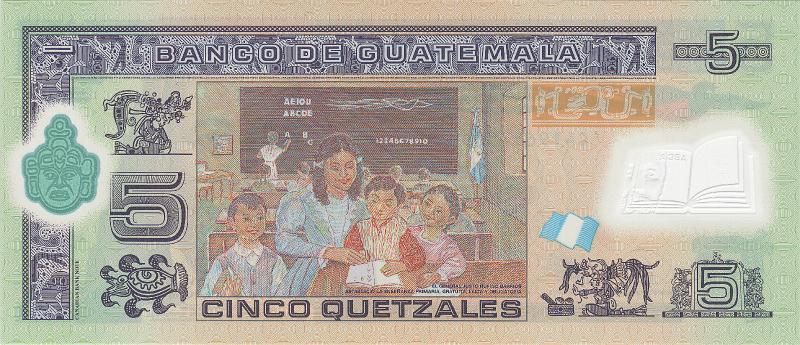 GUT_01_B.JPG - Guatemala, 5 Quetzal, UNC.