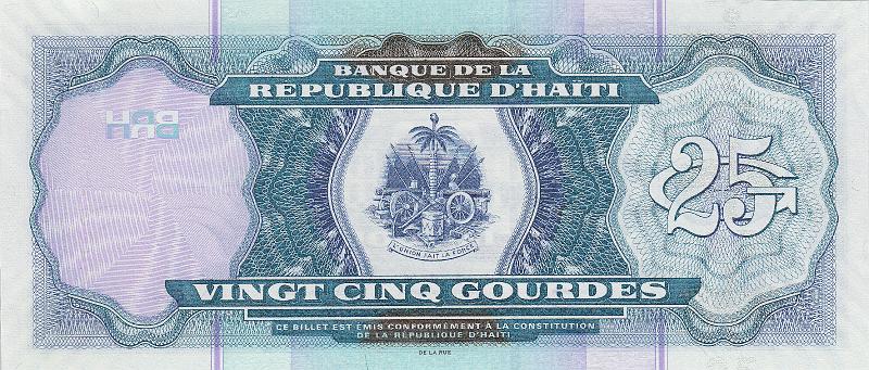 HTG_03_B.JPG - Haiti, 25 gourdes, UNC.