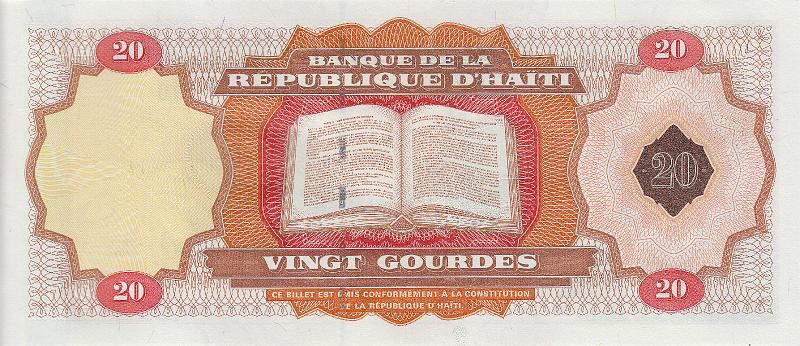 HTG_04_B.JPG - Haiti, 20 gourdes, UNC.