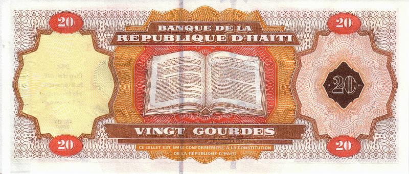 HTG_05_B.JPG - Haiti, 20 gourdes, "gold", UNC.