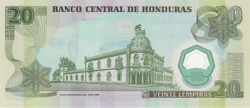 HND_01_B.JPG - Republic of Honduras, 20 lempiras, UNC.