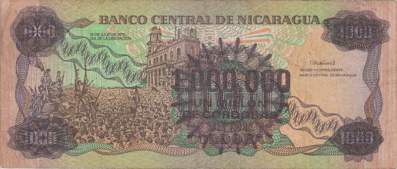 NIC_03_B.JPG - Nicaragua, 1 000 000 cordobas, XF.
