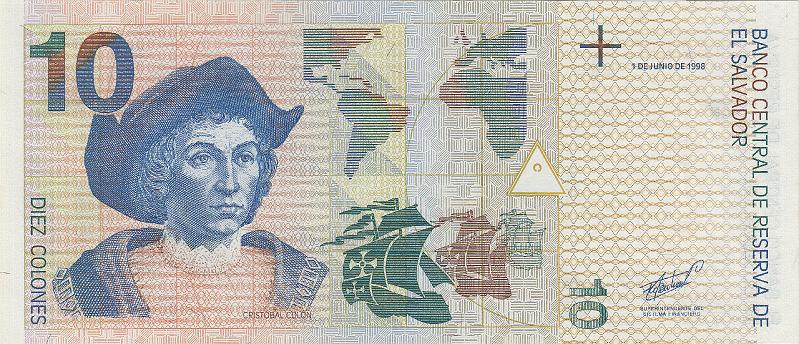 SLV_01_B.JPG - El Salvodor, 10 colons, UNC.
