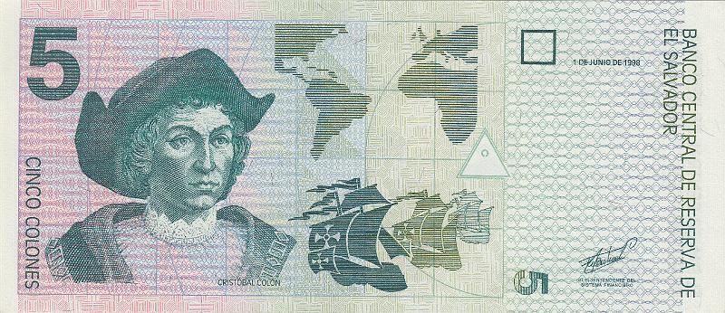 SLV_02_B.JPG - El Salvodor, 5 colons, UNC.