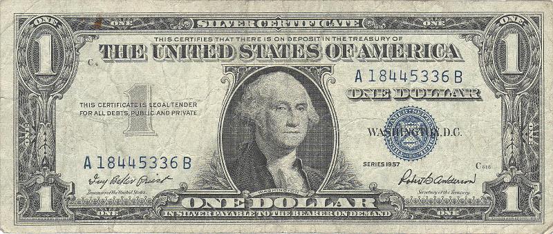 USA_03_A.JPG - США, 1957г., 1 доллар (синяя печать).