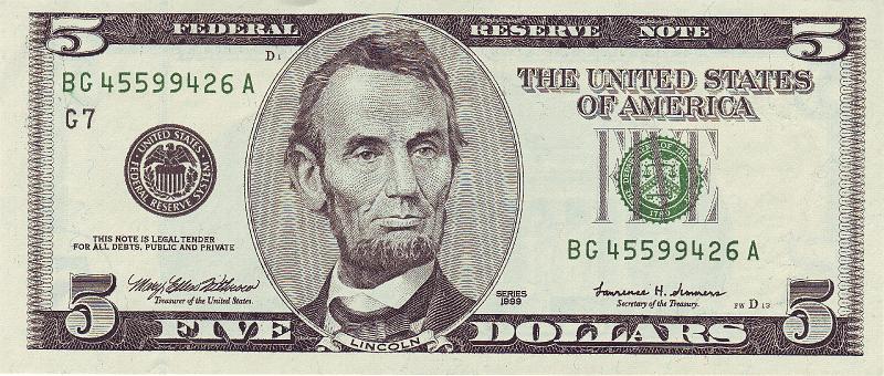 USA_06_A.JPG - США, 1999г., 5 долларов.