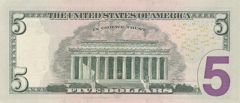 USA_07_B.JPG - USA, 5 dollars, UNC.