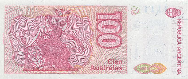 ARG_08_B.JPG - Argentina, 100 australes, UNC.