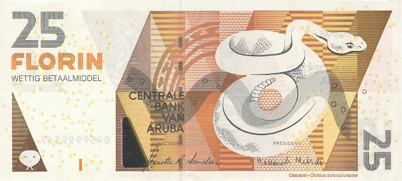 ARB_01_B.JPG - Aruba, 25 florins, UNC.