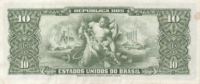 BRA_15_B.JPG - Brasil, 10 cruzeiros, VF.