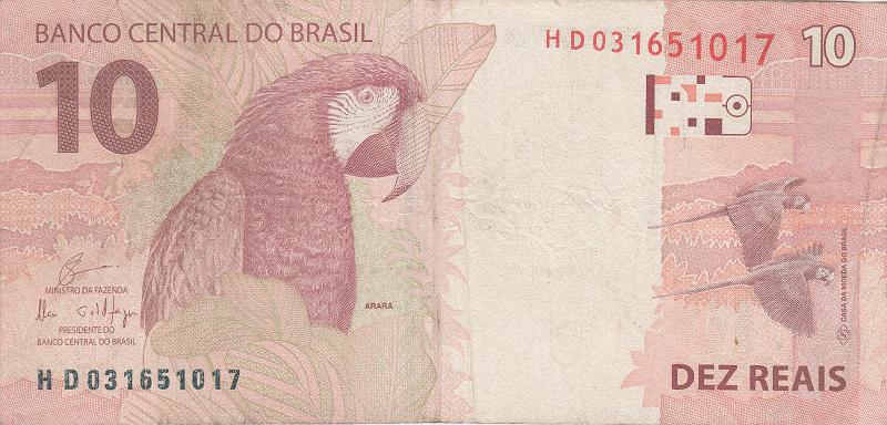 BRA_21_B.JPG - Brasil, 10 reals, VF.