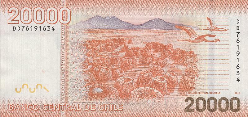 CHL_05_B.JPG - Chile, 20 000 pesos, aUNC.