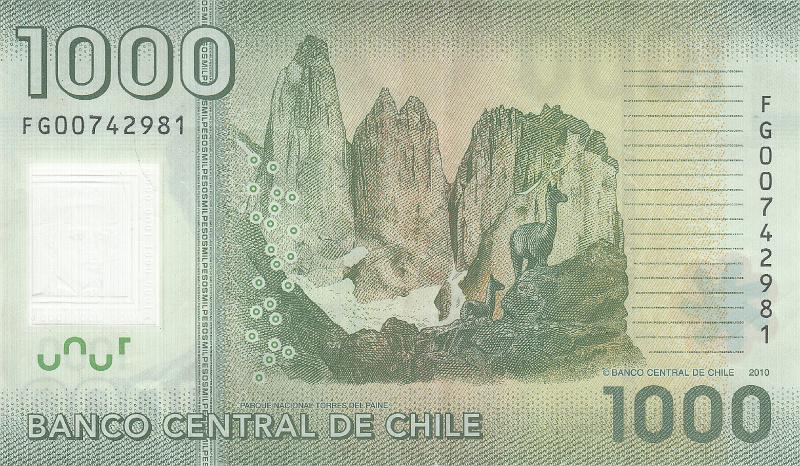 CHL_09_B.JPG - Chile, 1000 pesos, XF.