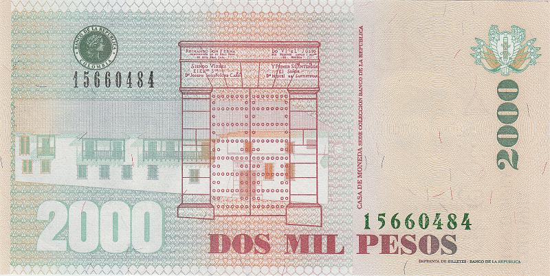 COL_06_B.JPG - Colombia, 2000 pesos, UNC.