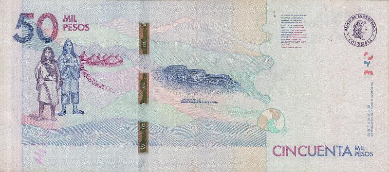 COL_07_B.JPG - Colombia, 50 000 pesos, VF.