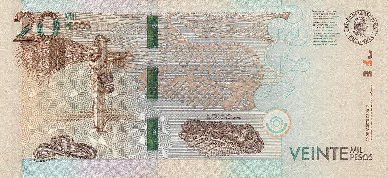COL_08_B.JPG - Colombia, 20 000 pesos, XF.