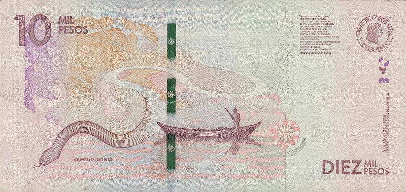 COL_09_B.JPG - Colombia, 10 000 pesos, XF.